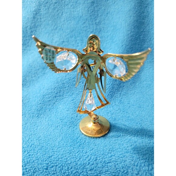 Vintage 1996 Austrian Crystal Angel w/Harp 24k Gold Plated Mascot Int'l - Picture 4 of 11
